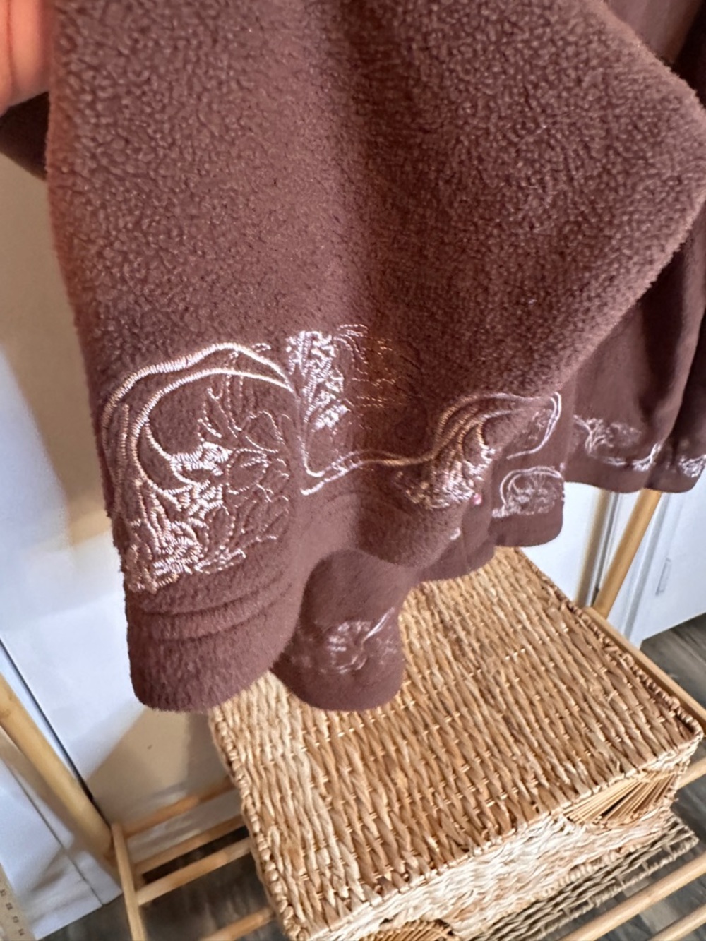 Denim&Co Brown Embroidered Button-Front Cardigan - Picture 3 of 11